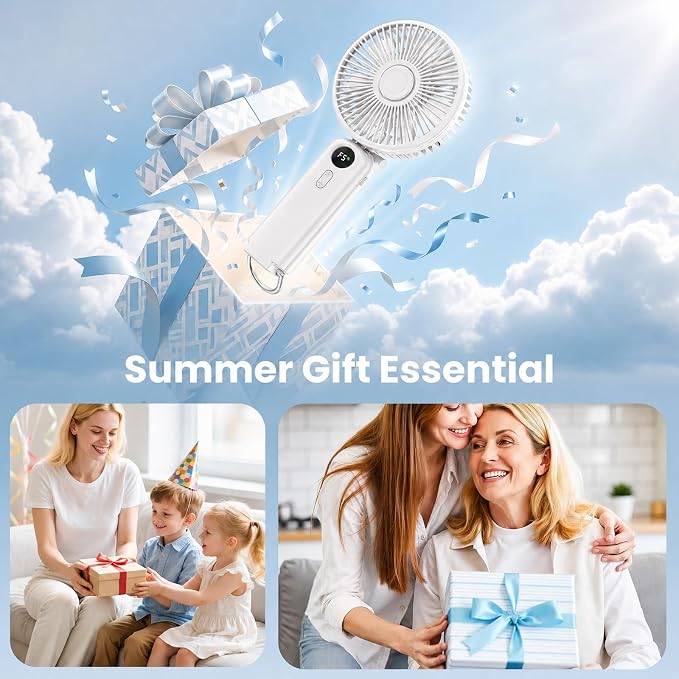 Portable Handheld Fan, 10000mAh Rechargeable 6-Inch Personal Fan for Travel | Ultra Quiet Foldable Desk Fan, 5-Speed Battery Operated Fan with Up to 40H Runtime and Digital Display for Travel and Makeup - Image 10