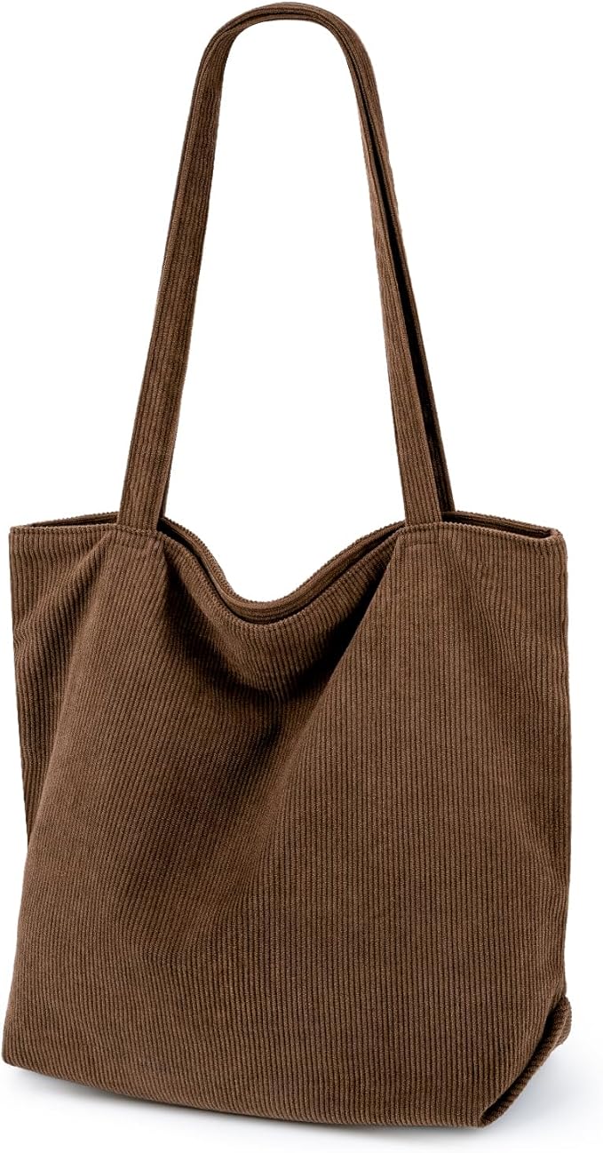Iioscre Corduroy Tote Bag for Women,Hobo HandBags with Zipper | Large Capacity Casual Shoulder Bag with Inner Pockets for Shopping Work Daily Travel. by Iioscre