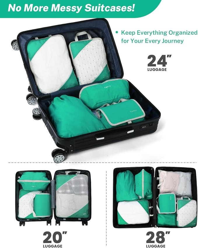 Gonex Compression Packing Cubes for Travel, Mesh Bags Luggage Organizers | Set of 4/5/6/7/10 for Essentials, Extensible, Fits 20"Carry-on Suitcases, See-through Mesh, Double Zipper Compression - Image 7