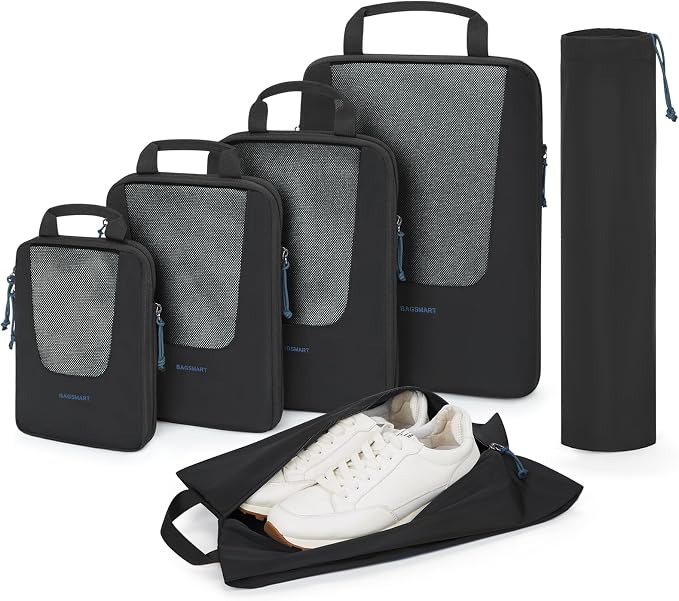 BAGSMART Compression Packing Cubes for Travel, 6/5/4set Lightweight Packing Organizers, Summer Travel Essentials Suitcase Organizer Bags Set by BAGSMART