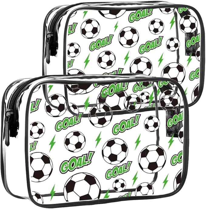TSA Approved Toiletry Bag 2Pcs,Clear Travel Bags for Toiletries | Soccer 2Pack,Carry on Airport Airline Compliant Bag,Black by Unknown