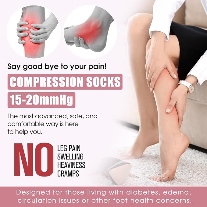 Compression Socks for Women & Men Circulation (6 Pairs) 15-20 mmHg is Best Support for Athletic Running,Nurse - Image 2