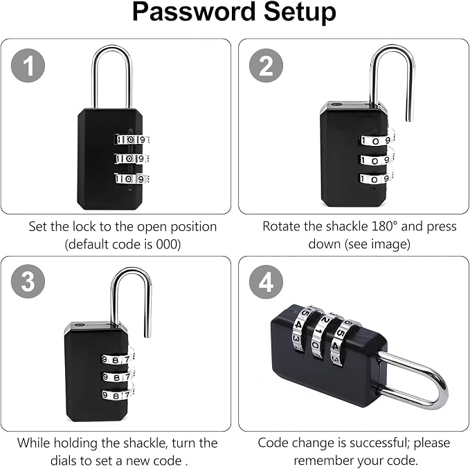 2-Pack Customizable Black Luggage Locks – Set Your Own Combination, Secure Travel Padlocks for Suitcases, Backpacks, and Bags - Image 7