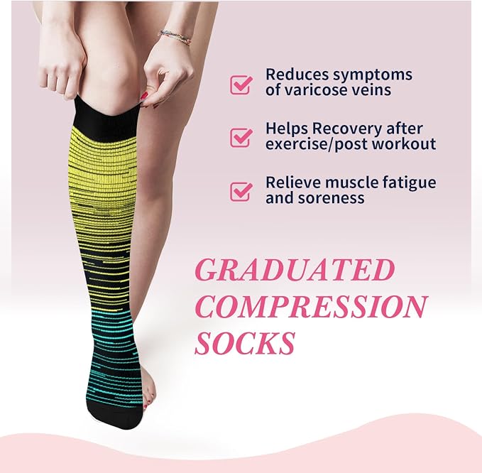 Sooverki Compression Socks for Women & Men 6 Pairs is Best Supportive Knee High Stockings for Circulation, Travel, Nurses - Image 3