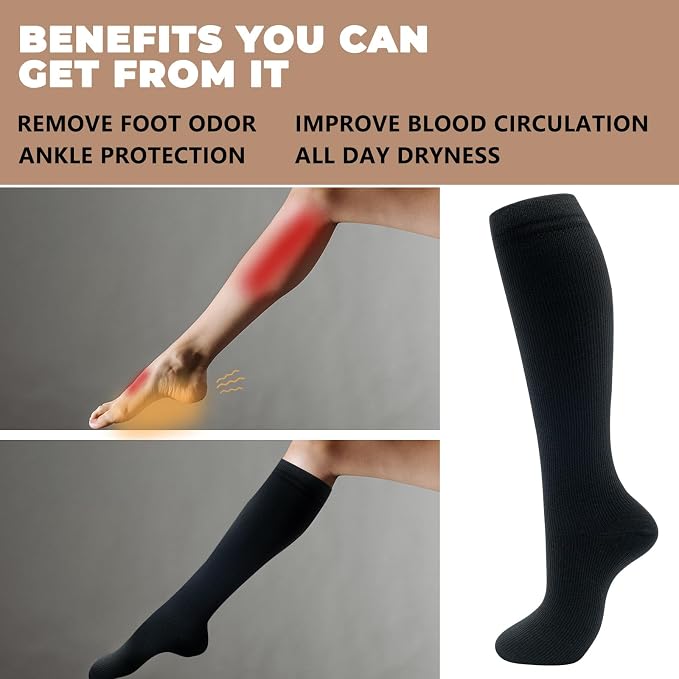 fenglaoda 6 Pairs Compression Socks for Women & Men Knee High Cute Circulation Socks for Nurse Pregnant Travel Athletic - Image 5