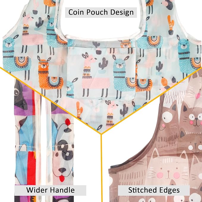 Grocery Reusable Shopping Bags, 4 Pack 50Lbs Foldable Large Washable Market Bags, Compact For Easy Storage, Light Weight Sturdy Cloth Bags For Storage Gifts For Women - Image 5