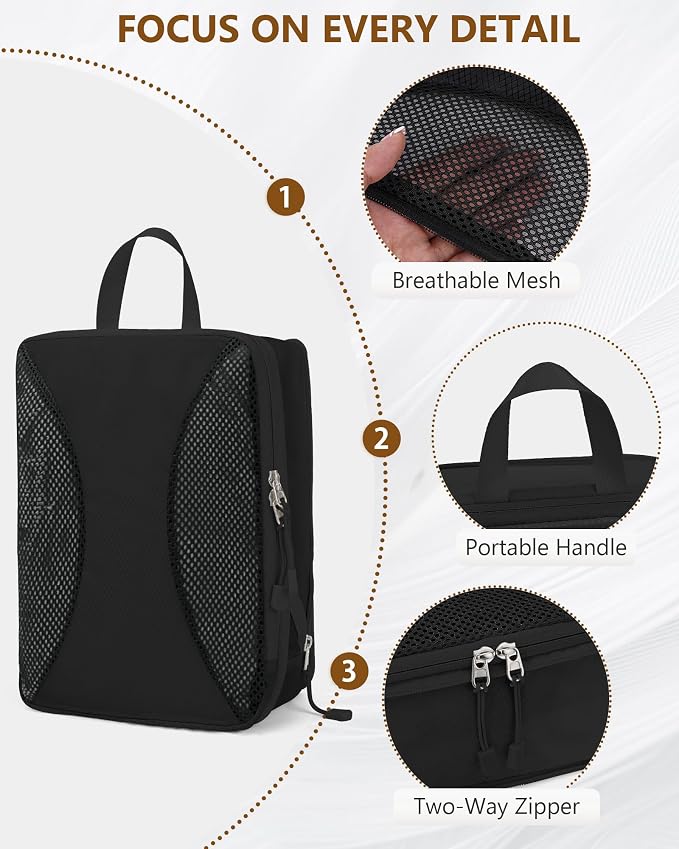 12-Piece Expandable Compression Packing Cubes, Space Saving Suitcase Organizers for Travel, Heavy Duty Luggage Storage Pouches Set, Black - Image 5