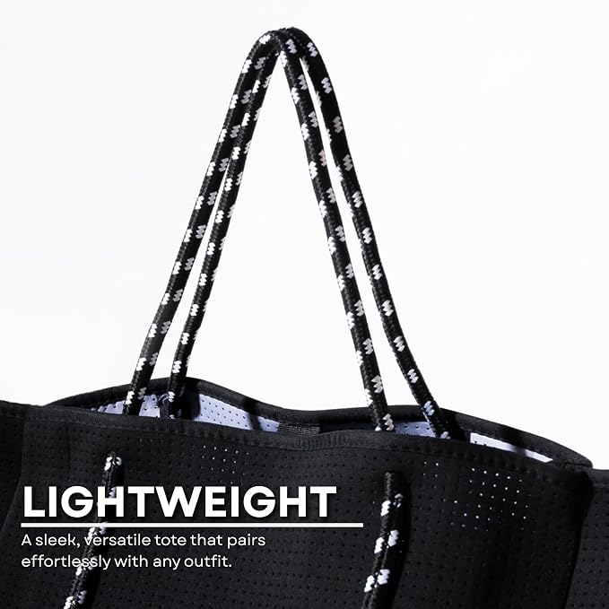 POPUPS Large Neoprene Tote Bag for Women - Everyday Designer Handbag for Travel Work and Beach with Pockets and Zipper Pouch - Image 8