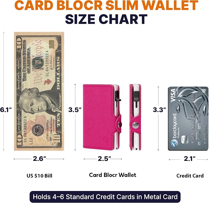 Pop Up Wallet for Women | Slim RFID Blocking Card Holder for Small Purses & Crossbody Bags | Minimalist Aluminum Wallet | Holds 4-6 Cards | Compact Travel Wallet - Image 3
