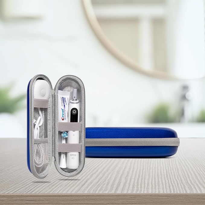 Nincha Hard Shell EVA Electric Toothbrush Case - Waterproof, Shockproof, Moisture Resistant, Large Size Fits Oral-B iO, Pro, Smart Series, Philips Sonicare (Blue) - Image 5