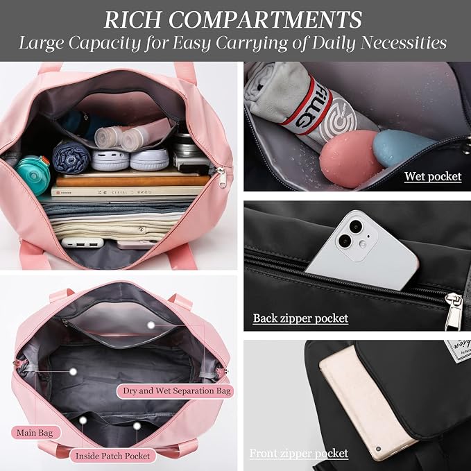 Travel Duffel Tote Bag,Travel Weekender Overnight Bags Women Carry On Bag Totes for Airplanes,Sports Gym Duffle with Trolley Sleeve - Image 4