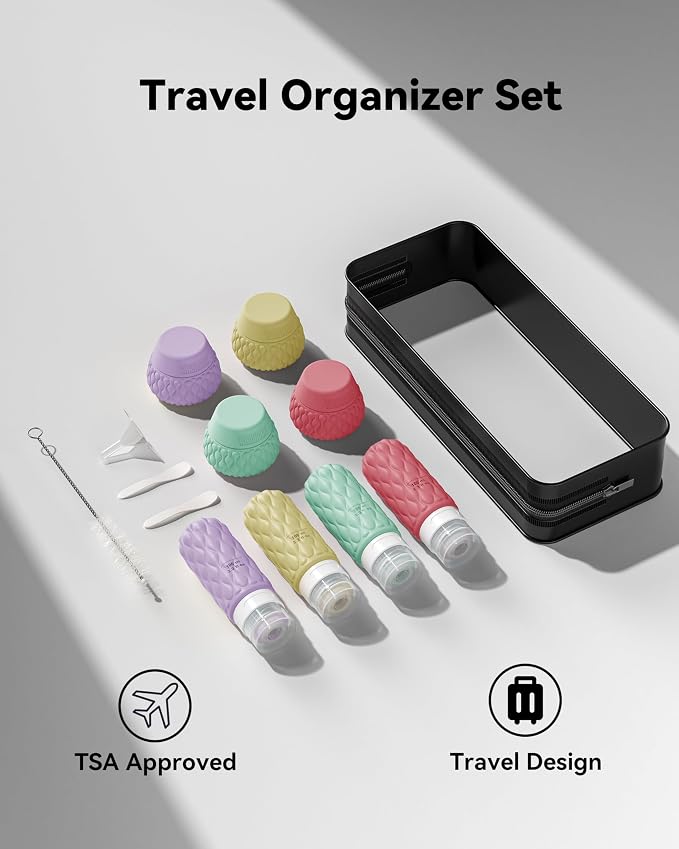 Travel Bottles for Toiletries Silicone Travel Size Containers 3.4oz 1.7oz | Travel Essentials TSA Approved Leakproof Refillable Squeeze Bottles with Labels/Clear Bag for Shampoo, Conditioner, Creams - Image 7
