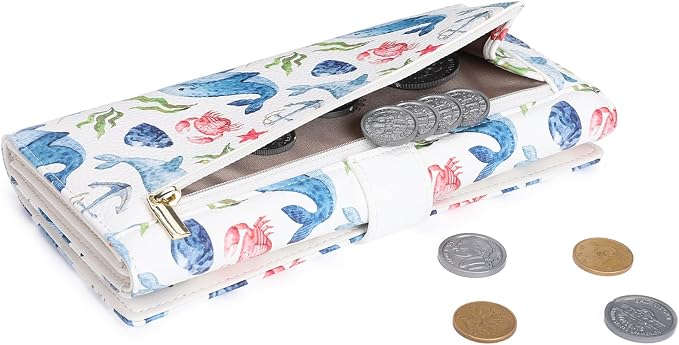 GOIACII Women's Wallet RFID Blocking Large Capacity Card Holder Ladies Phone Clutch Travel Long Purse Whale Print - Image 8