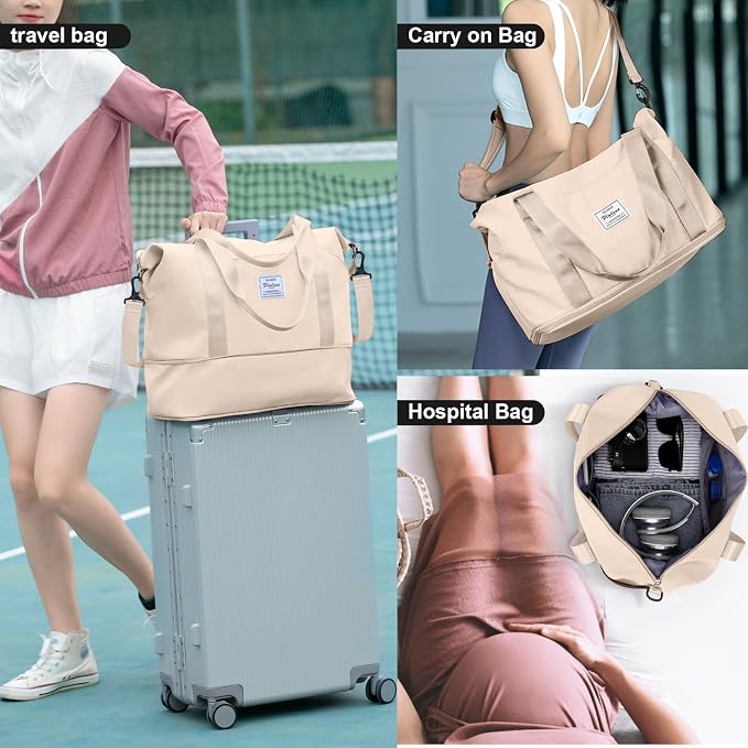 Travel Duffel Bag, Sports Tote Gym Bag, Shoulder Weekender Overnight Bag for Women - Image 3