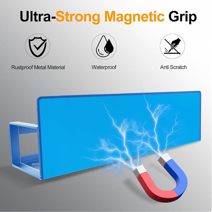 Magnetic Spice Rack for Refrigerator, 4 Pack Metal Magnetic Shelf Organizer for Fridge Side, Strong Spice Storage Rack for Kitchen, Dark Blue - Image 3
