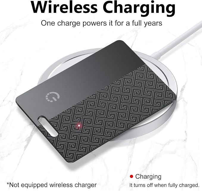 Ultra-Thin Wallet Tracker Card(iOS Only), Bluetooth Tracker Smart Card for Apple Find My iPhone Wallet GPS Tracker, Supports Wireless Charging, 10 Years Battery for Luggage, Wallets, Classic Black - Image 5