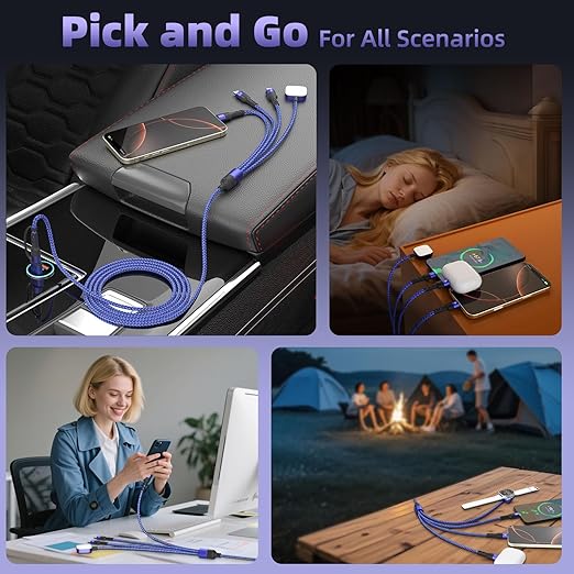 Travel Essentials Multi Charging Cable with 3 Type-C Ports/ iWatch Charger | Chargers for Multiple Devices, USB C Splitter for iWatch Ultra/11-2, iPhone 17-15/Android, Car Accessories&Cruise Essentials - Image 4