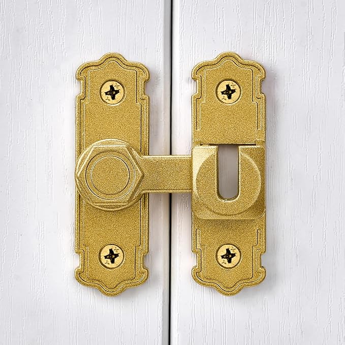 Gold Aluminum Alloy 90/180 Degree Gate Lock,Barn Door Latches | Flip Gate Latches,Right Angle Door Lock Latch,Sliding Door Latches,for bedroom,garage,window,pet enclosures,drawer,cabinet - Image 5