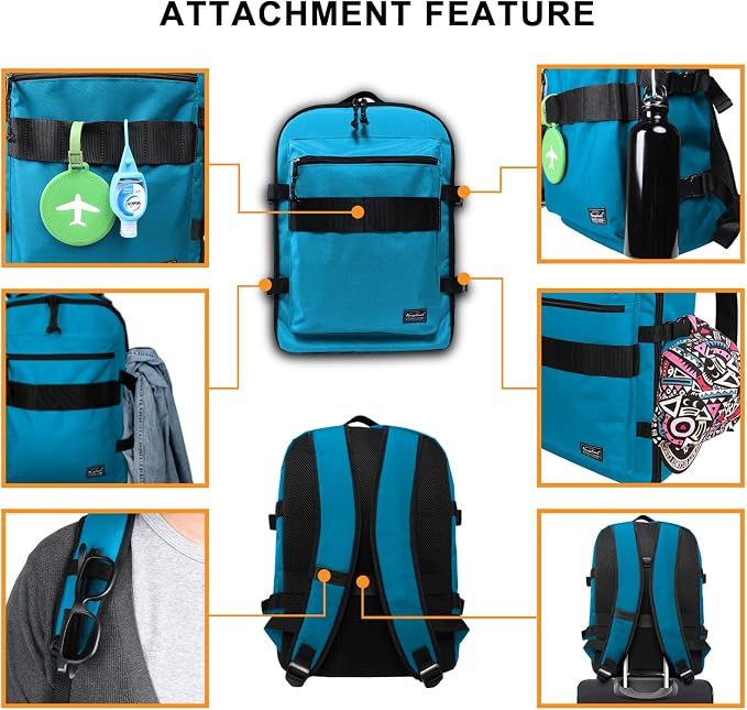 Travel Backpack 17L Lightweight Casual Small Carry-on Daypack 15-inch Laptop Notebook, Underseat Overnight Weekender, Blue - Image 4
