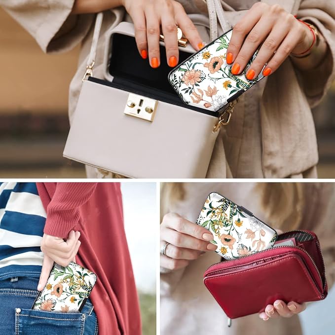 Coco Rossi Credit Card Holder RFID Aluminum Small Mini Wallet Women | Metal Wallet, Business Cards Holder, ID Case, Slim Sleeves, Womens Girls Gift, Carry Proof Wallets for Travel, White Flower - Image 7