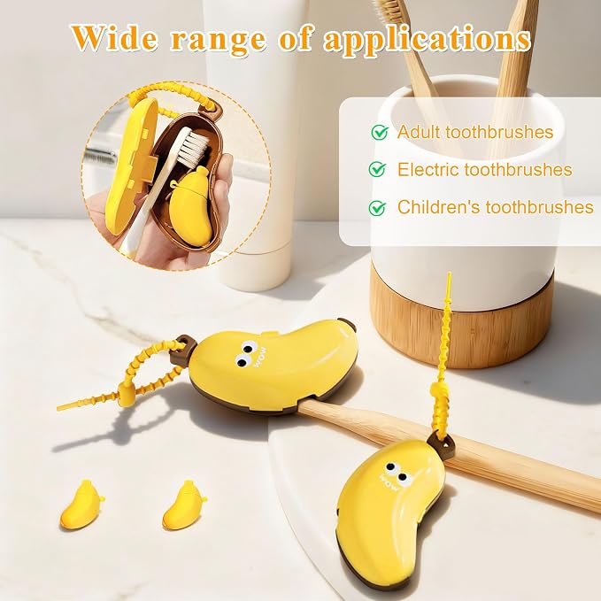 Banana Toothbrush Case, 2 Pack Portable Travel Toothbrush Holder with Silicone Paste Dispenser, Hanging Toiletry Organizer for Travel, Camping, Outdoor (Yellow) - Image 5