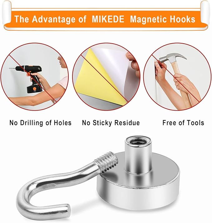 30LB Magnetic Hooks Strong Neodymium Magnets Hook for Hanging | Earth Magnetic Hooks Heavy Duty for Refrigerator Extra Cruise Hook for Kitchen Classroom Workplace Grill 75PCS - Image 7