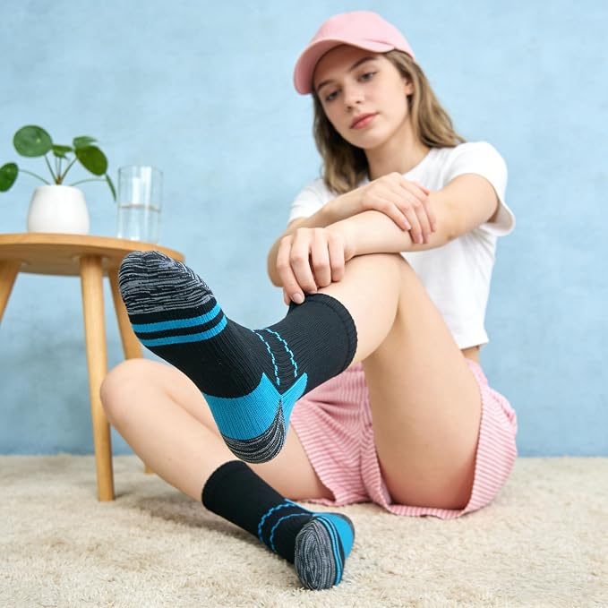 CHARMKING 6 Pairs Crew Compression Socks for Women & Men Circulation 15-20 mmHg is Best for All Day Wear Running Nurse - Image 2