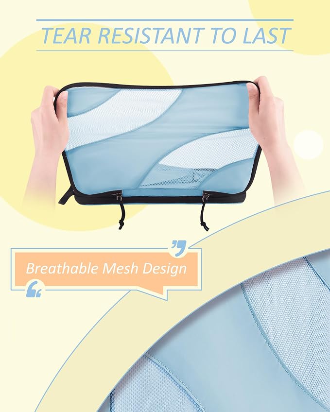 BAGSMART Compression Packing Cubes for Travel | Lightweight suitcase organizers bag set, space-saving double zipper expansion for carry-on luggage & travel organization - Image 5