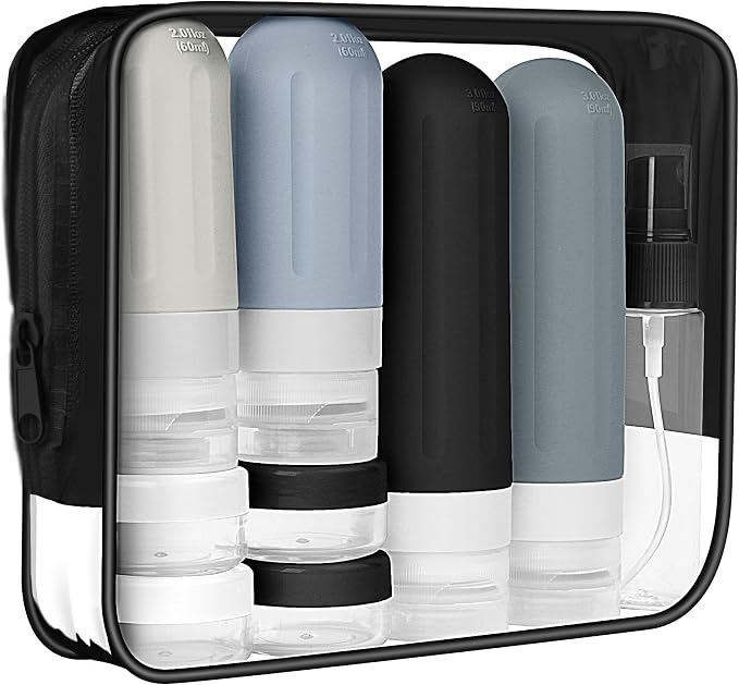 Travel Bottles for Toiletries 18Pack Containers Travel Size Toiletries | TSA Approved Leak Proof Refillable Liqus Shampoo And Conditioner travel Essentials toiletry Bottles Black - Image 3