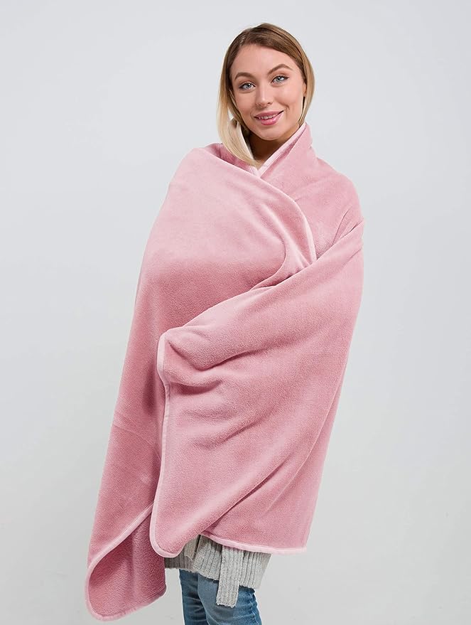 BlueHills Premium Soft Rolled Travel Blanket Airplane Long Flights - Pink | 70 X 48 Inches, Compact In A Bag, Long Flight Comfort, Backpack Carry, Ultra Soft, Large Size Car Blanket, Airplane Essential - Image 8