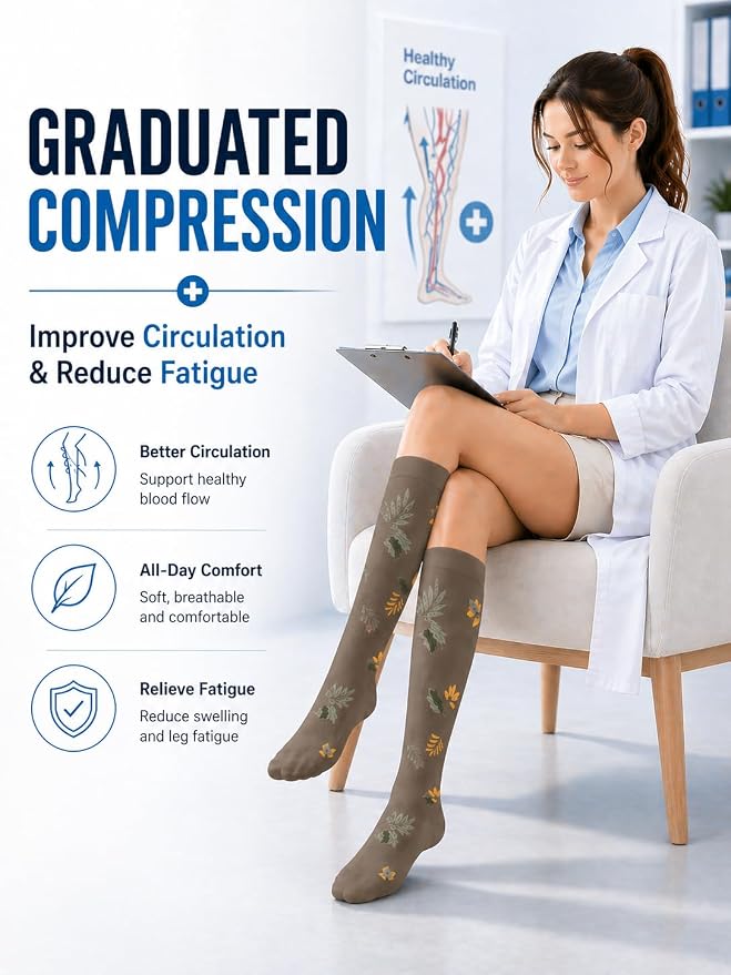 ACTINPUT Compression Socks for Women&Men 15-20mmHg Medical Knee High Support for Seniors,Pregnancy,Flight,Nurse&Circulation - Image 2