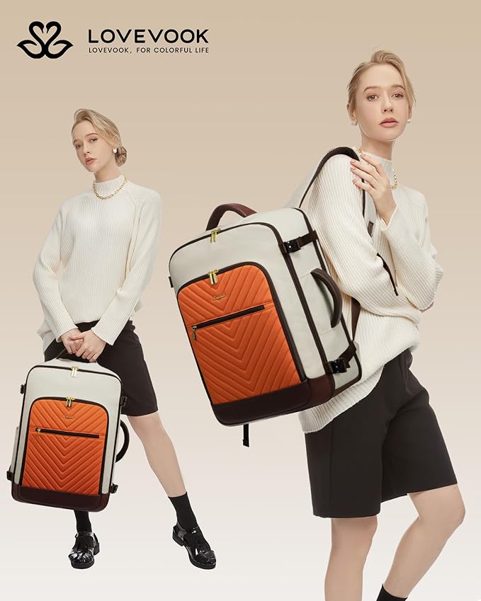 LOVEVOOK Large Travel Backpack for Women, TSA Carry on Backpack for Airplanes, 40L Personal Item Travel Bag for Women fits 17" Laptop,Waterproof Carry on Bag Airplane Approved with 3 Packing Cubes - Image 2