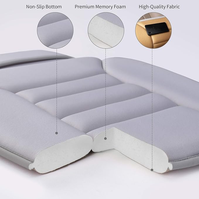 Lofty Aim Car Seat Cushion for Driving, Memory Foam Driver Seat Cushion | Car Seat Cushion for Long Driving, Automotive Seat Cushion for Pain Relief, Car Seat Pillow Fits Most Vehicles, Office, Gray - Image 3