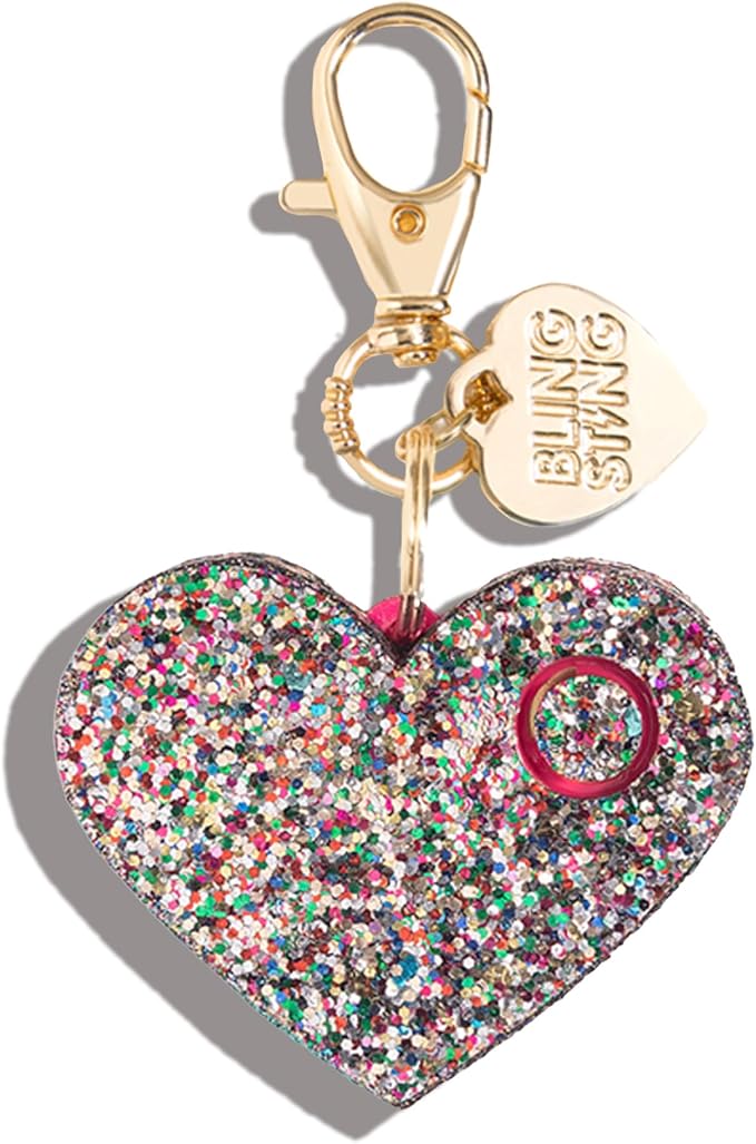 Personal Safety Alarm for Women - Confetti Glitter Heart Self-Defense Keychain w/ LED Light - Purse Charm - 125 Decibel Emergency Security Alarm (1 Count) by BLINGSTING
