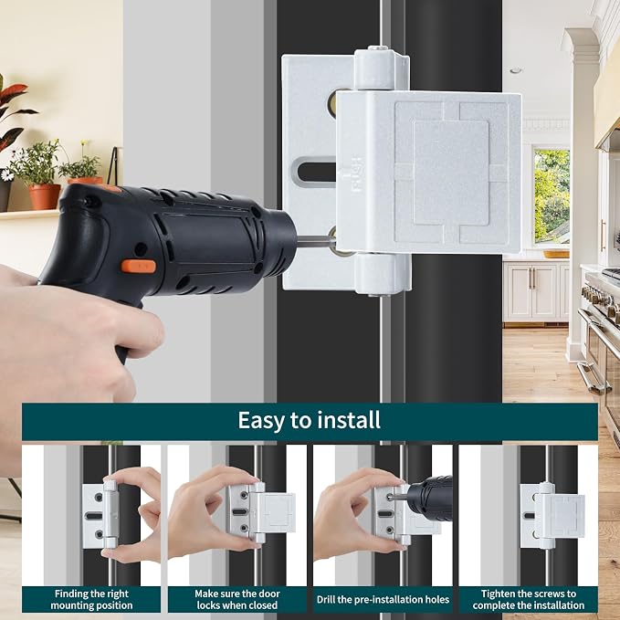 2 Pack Door Latches for Top of Door, Silver Door Reinforcement Lock for Home and Hotel, Security with Stainless Steel Screws - Image 4