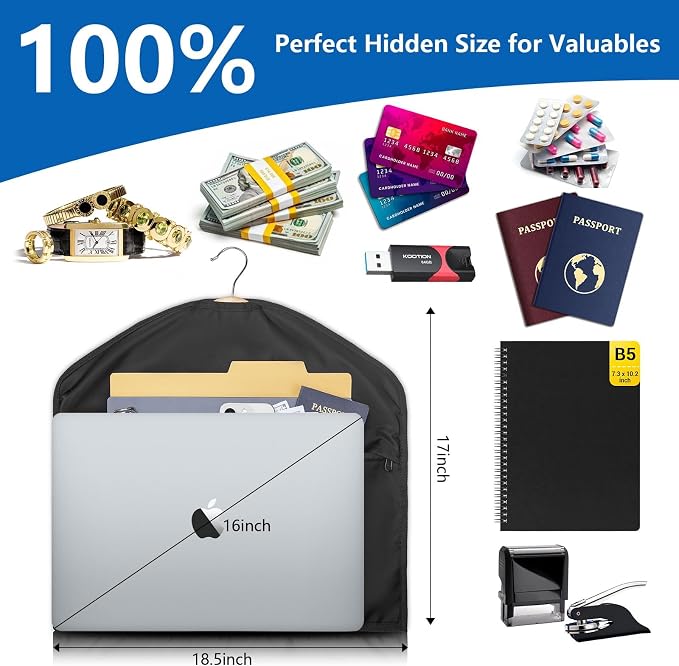 KOSMCCO Lockable Hidden Hanger Safe, Diversion Safe | Hidden Storage, Lockable Design, Fits Under Clothes, Holds Cash Jewelry and Valuables - Image 2
