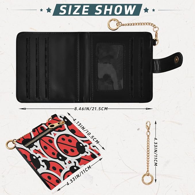 Red Ladybug Sticker Women's Wallets RFID Blocking,Credit Card Holder Bifold Wallet,Slim Card Cases,PU Leather Travel Wallet for men Girls - Image 3