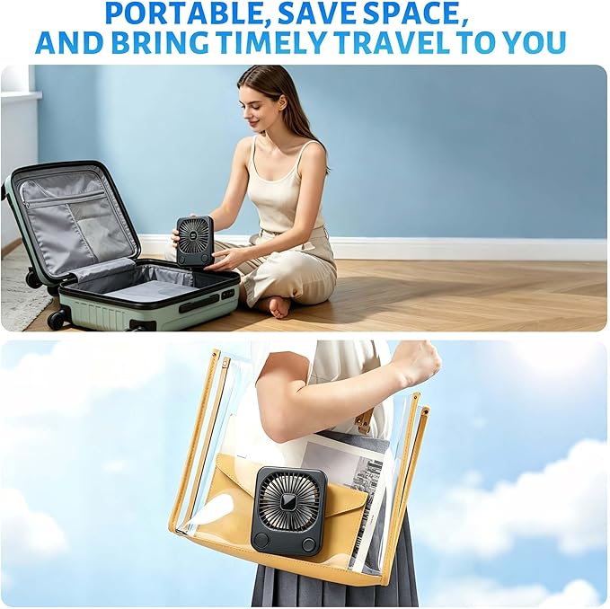 5000mAh Magnetic Cruise Ship Approved Fan,Up to 18H Adjustable Travel Fans with 100-Speed,LED Display 4 Magnetic Hooks,Ultra-Slim USB Rechargeable Portable Fan,Cruise Essentials 2026 for Travel - Image 7