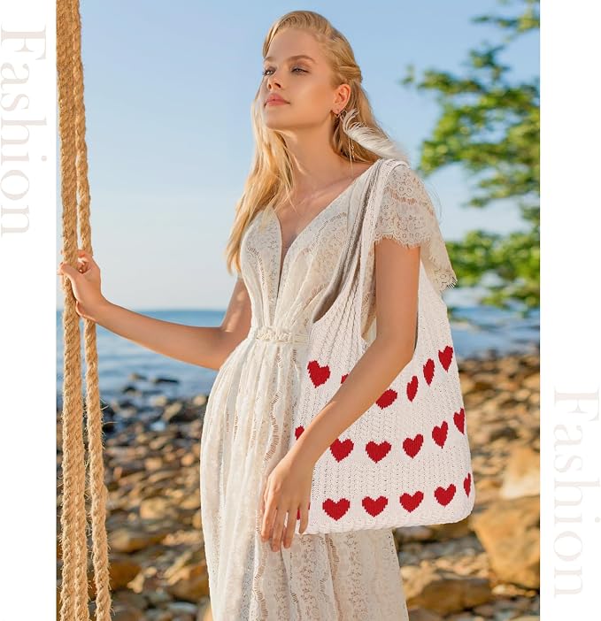 Sightor Crochet Tote Bag, Mesh Beach Bag Knit Summer Hobo Bag for Women | Beach Tote bag Vacation Outfits Aesthetic Boho Bag - Image 3