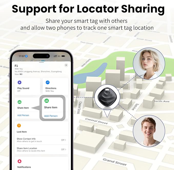 Air Tracker Tags-2 Pack, Smart Bluetooth Tracker Works with Apple Find My (iOS Only), Tracking Tag with Lanyard, Item Finder for Luggage, Key, Suitcases, Replaceable Battery(Not for Android Devices) - Image 9