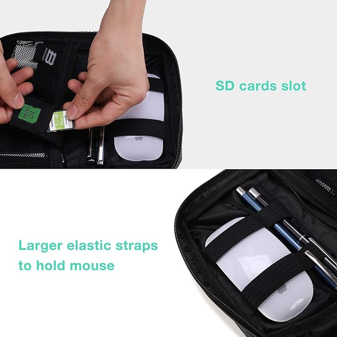 BAGSMART Travel Electronics Organizer, Phone SD Card, Men Women, Black | Travel Cord Organizer, For Travel Essentials, Cable Organizer for Phone & SD Card, For Men & Women - Image 4