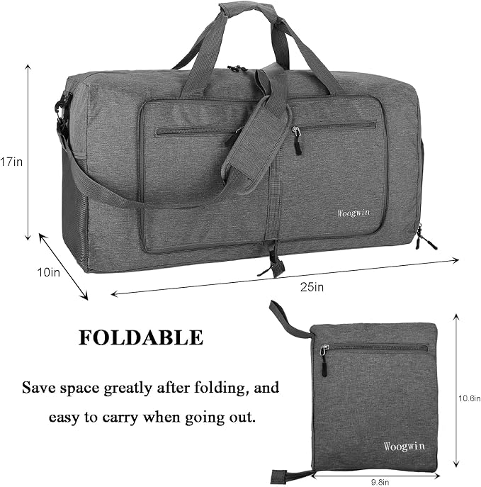Woogwin Travel Duffel Bag Large Foldable Waterproof Overnight Bag for Beach Swim Bags Pool Sports Gym - Image 2
