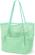 KPX Beach Bag with Mini Pocket, Summer Beach Tote Bags for Women Large Foldable Mesh Swimming Pool Travel Bags - Sandproof by KPX