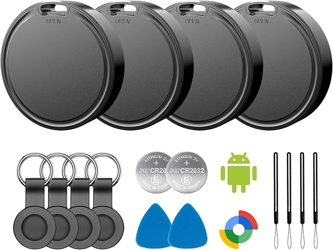 Air Tags for Android,Air Tags-4 Pack Android,Air Tracker Tags with 4 Case,2 Year Battery Life,Google Find Trackers for Google'S Find Hub App,IP65 Waterproof Luggage Air Tracker Tag for Keys by Vodyfu365-DayReturnGuarant