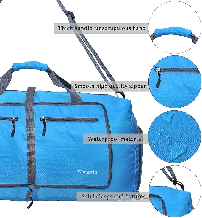 Woogwin Travel Duffel Bag Large Foldable Waterproof Overnight Bag for Beach Swim Bags Pool Sports Gym - Image 4
