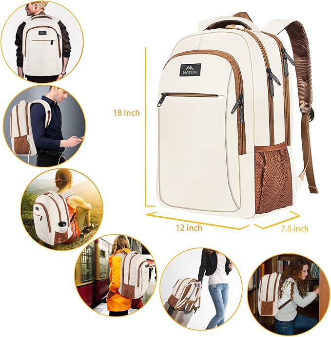MATEIN 15.6 inch Travel Laptop Backpack, Cute Anti Theft Slim Sturdy Bag | Water Resistant, College Computer Bag, Daily Commute & Travel, Gift for Men & Women Nurse Teacher, Everyday Carry Lightweight - Image 3