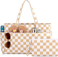 JATEBI Beach Bag with Makeup Pouch for Women | Waterproof Pool Tote Bags with Wet Compartment for Swim Shopping Travel, Zipper, Wet Compartment, 5 Pockets by JATEBI