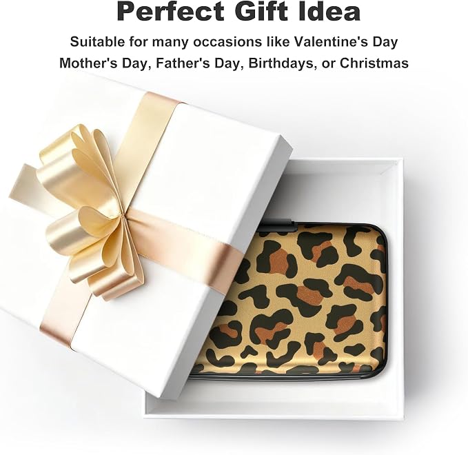 Mini RFID Aluminum Wallet Credit Cards Holder Business Card Case Metal ID Case for Men Women（Leopard - Image 7