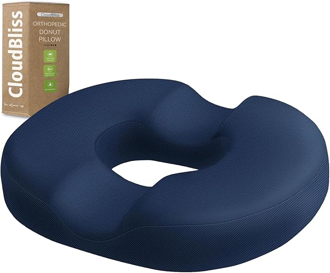 CloudBliss Donut Pillow Stadium Seat Cushion for Tailbone Pain Relief and Hemorrhoids, Memory Foam Seat Chair Cushion, Portable Seat Cushions for Bleachers, Car, Home & Office by CloudBliss