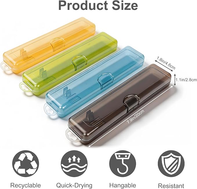 Travel Toothbrush Holder (4pcs, Yellow,Gray,Blue,Green) | Portable Travel Toothbrush Case Carries Toothbrushes and Toothpaste, Suitable for Travel, Home, And School - Image 7